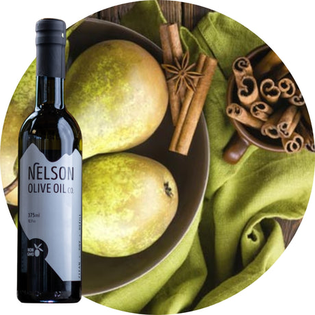 image of nelson olive oil cinnamon pear balsamic